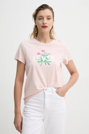Bavlnené tričko Levi's THE PERFECT TEE dámske, ružová farba, 17369