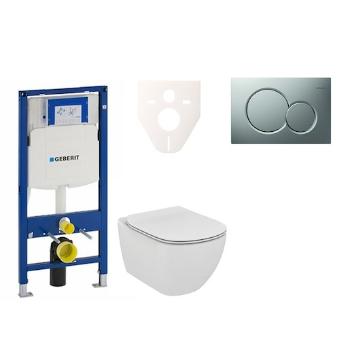 Cenovo zvýhodnený závesný WC set Geberit do ľahkých stien / predstenová montáž + WC Ideal Standard Tesi 111.300.00.5NF3