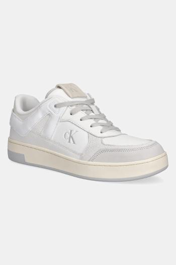 Topánky Calvin Klein Jeans BASKET CUP LOW LACEUP LTH MIX pánske, biela farba, YM0YM01308