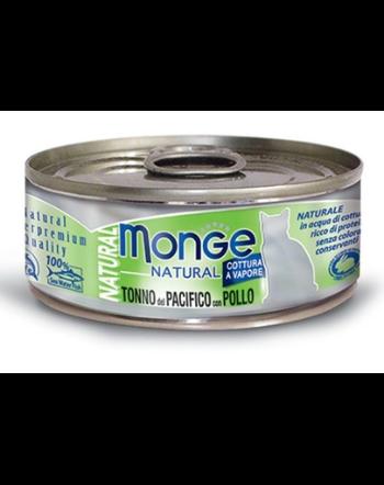 MONGE Natural Cat hrană umedă pentru pisici, ton cu aripioare galbene și pui 80g