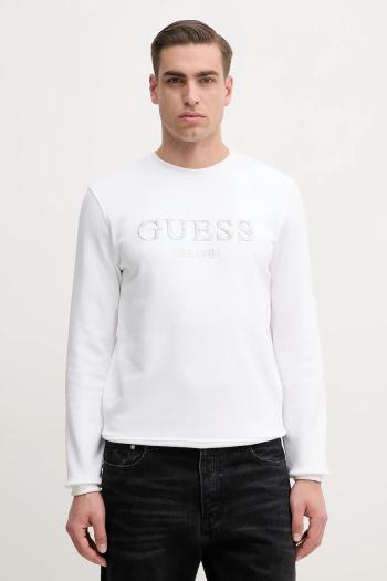 Mikina Guess BEAU pánska, biela farba, s nášivkou, M5GQ08 KCN01