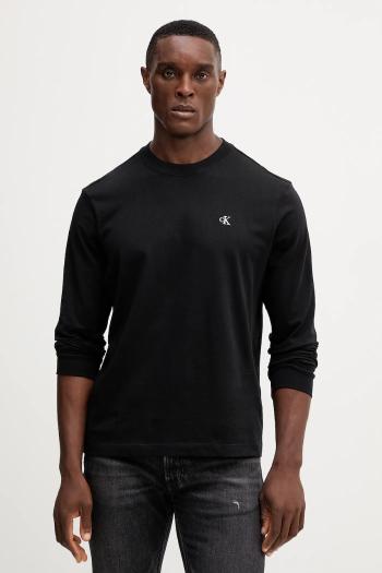 Bavlnené tričko s dlhým rukávom Calvin Klein Jeans čierna farba, jednofarebné, LV04RD247G