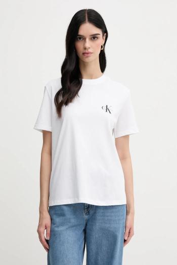 Bavlnené tričko Calvin Klein Jeans dámske, biela farba, LV047C905G
