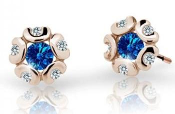 Cutie Jewellery Detské náušnice z ružového zlata C2178-30-X-4 modrá