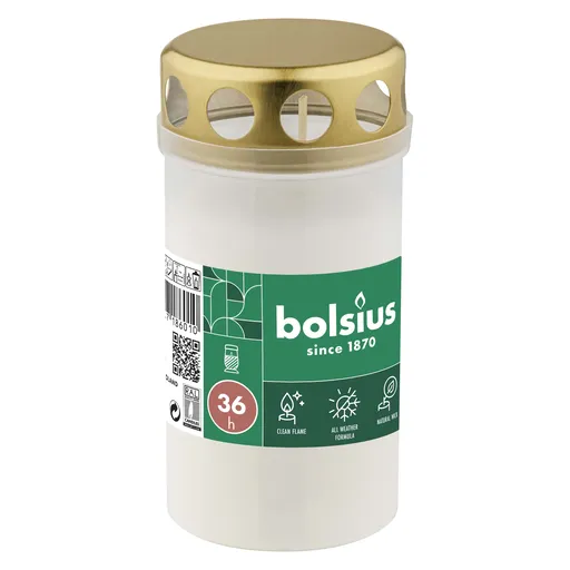 Bolsius HŘBITOVNÁ SVIEČKA BIELA 36H 13CM