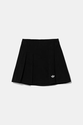 Dievčenská bavlnená sukňa adidas Originals čierna farba, mini, áčkový strih, JV7702