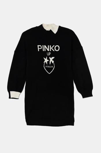 Dievčenské šaty Pinko Up čierna farba, mini, rovný strih, F4PIJGDR088