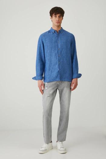 Ľanová košeľa Medicine pánska, regular, s golierom button-down