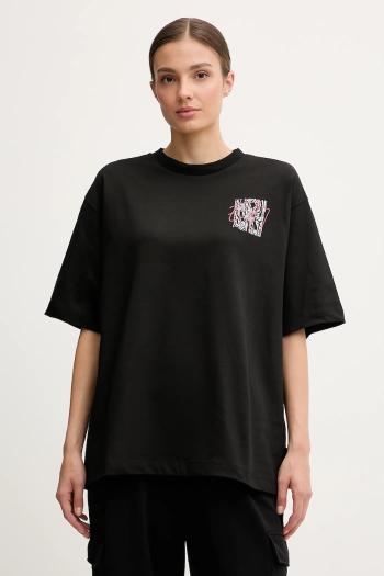 Bavlnené tričko EA7 Emporio Armani dámske, čierna farba, AF12957.7W000726