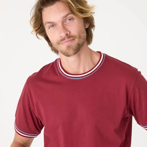 Tričko s krátkymi rukávmi a prúžkovanými lemami