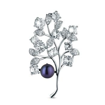 JwL Luxury Pearls Elegantná brošňa s tmavou perlou JL0867