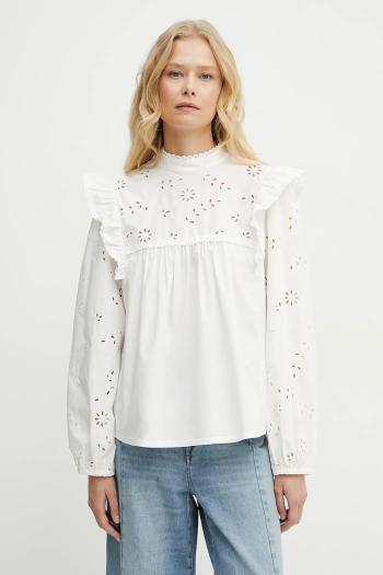 Bavlnená mikina Weekend Max Mara dámska, biela farba, s nášivkou, 2515941031600