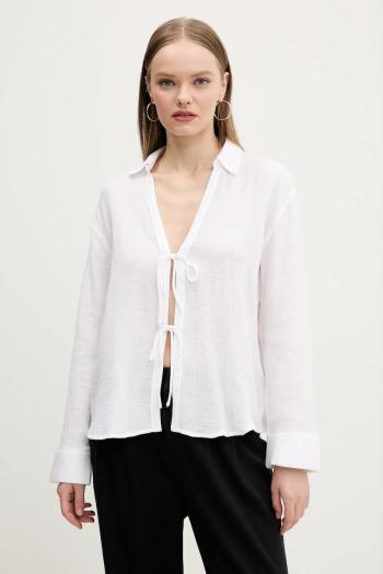 Bavlnená blúzka Abercrombie & Fitch dámska, biela farba, jednofarebná, KI140-5000