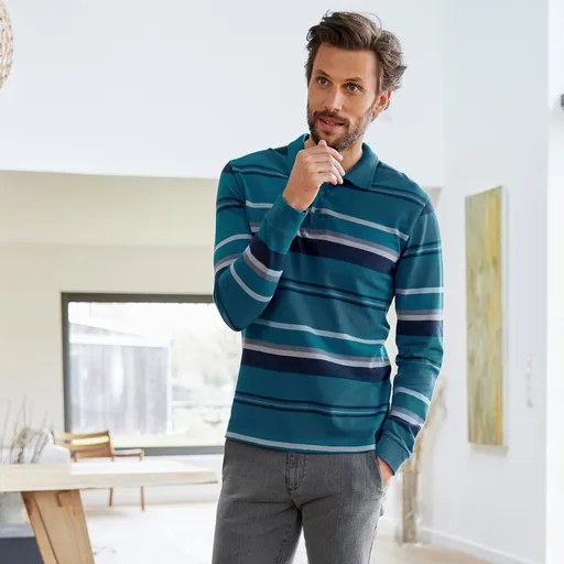 Polo tričko s prúžkami a dlhými rukávmi