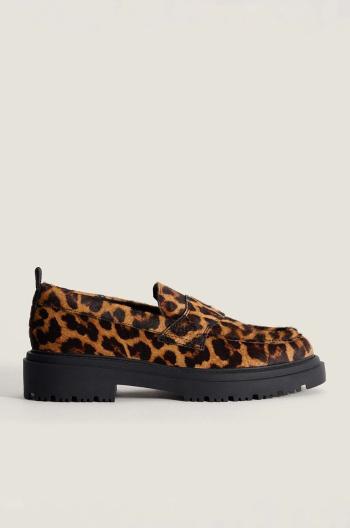 Kožené mokasíny Hoff LEOPARD MARRON dámske, hnedá farba, na plochom podpätku, 22428004 SCHOOL