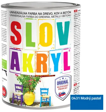 SLOVAKRYL - Univerzálna vodou riediteľná farba 0,75 kg 0431 - modrý pastel