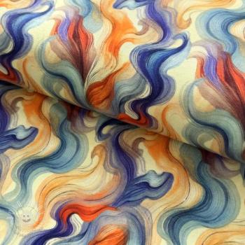 Úplet VISCOSE Silent Flow orange digital print