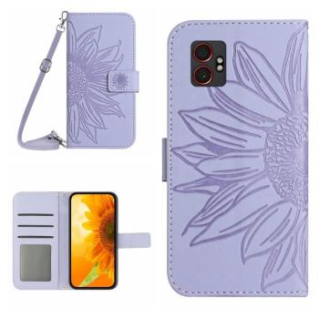 ART SUNFLOWER Peňaženkový obal so šnúrkou pre Samsung Galaxy Xcover 7 Pro fialový