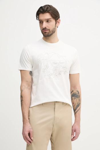 Bavlnené tričko Guess pánske, béžová farba, s nášivkou, M5GI39 KBW41
