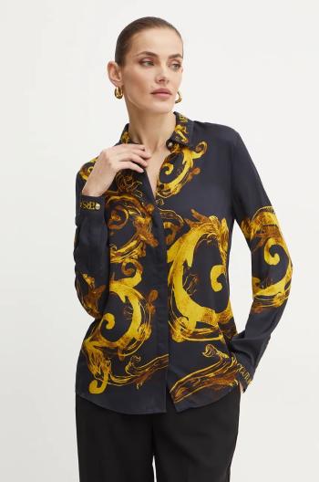 Košeľa Versace Jeans Couture dámska, čierna farba, regular, s klasickým golierom, 76HAL2P1 NS459