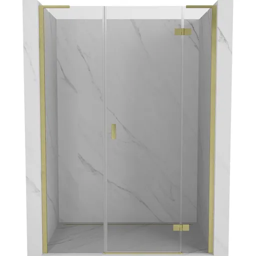 MEXEN/S - Mist-H L sprchové dvere krídlové pravé 130, transparent, zlatá kartáčovaná 8A5L-130-001-55-00-P