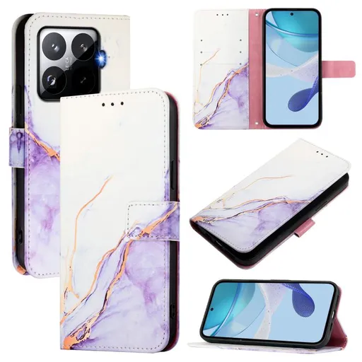 ART MARBLE Peňaženkový kryt pre Xiaomi 15T Pro WHITE PURPLE