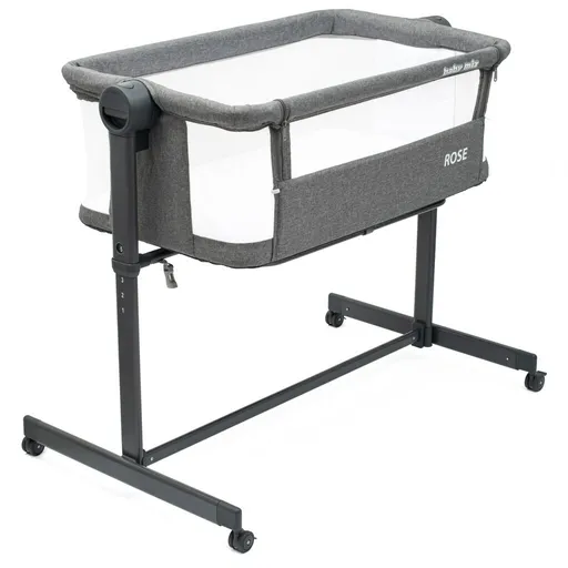 Baby Mix Prístavná postieľka Rose sivá, 84 x 80 x52 cm