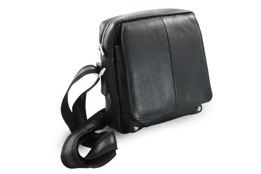 Malý čierny kožený pánsky crossbag 215-1919-60