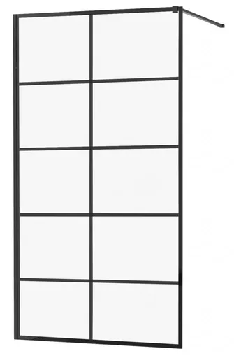 MEXEN/S - KIOTO Sprchová zástena WALK-IN 90x200 cm 8 mm, čierna, čierny vzor 1 800-090-101-70-77