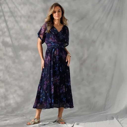 Dlhé voálové šaty s potlačou