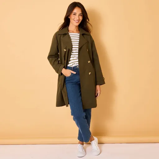 Nepremokavý trenčkot s odnímateľným opaskom