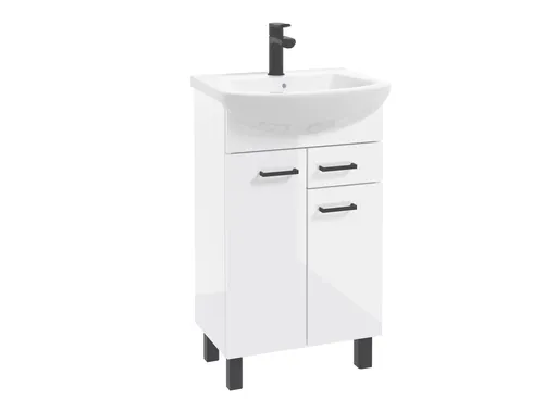 ArtDef Kúpeľňová skrinka NOVELTY White D50 2D1S s umývadlom Tomaso 50 | 50 cm