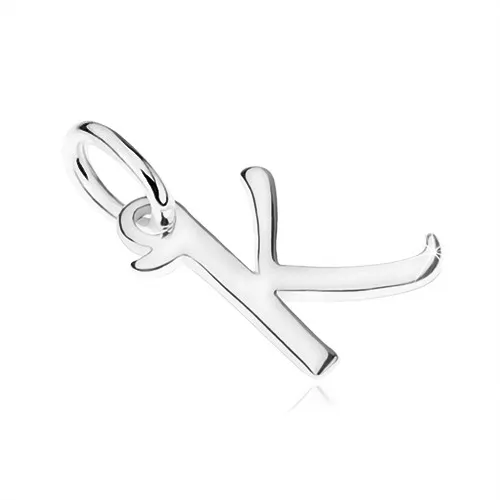 Prívesok zo striebra 925, ozdobné tlačené písmeno "K" s vysokým leskom