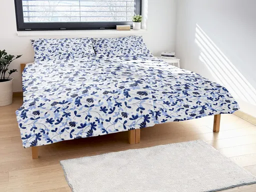 Polášek Bavlnené obliečky KVETINOVÁ HARMÓNIA - Modrá | 140 x 220 cm / 70 x 90 cm