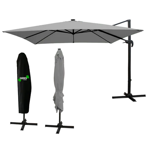 Chomik Záhradný slnečník ROMA s LED osvetlením | sivá 300 x 400 cm