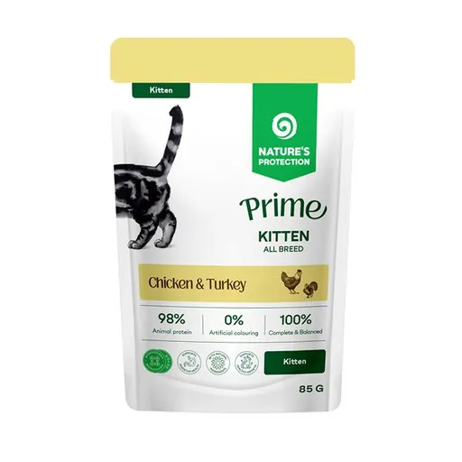 Natures Protection Prime cat kitten GF chicken&Turkey kapsička pre mačiatka 85 g