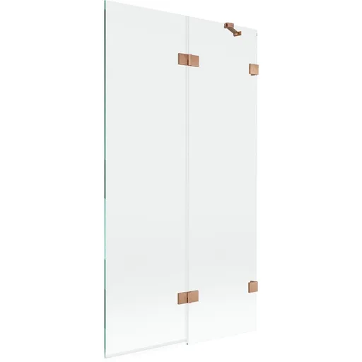 MEXEN/S - Lunar vaňová zástena 2-krídlová pravá 100 x 150, transparent, meď kartáčovaná 897-100-100-65-00-P