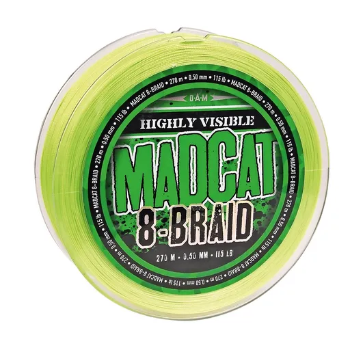 Madcat splietaná šnúra 8- braid-priemer 0,50 mm / nosnosť 52,2 kg / návin 270 m / farba zelená