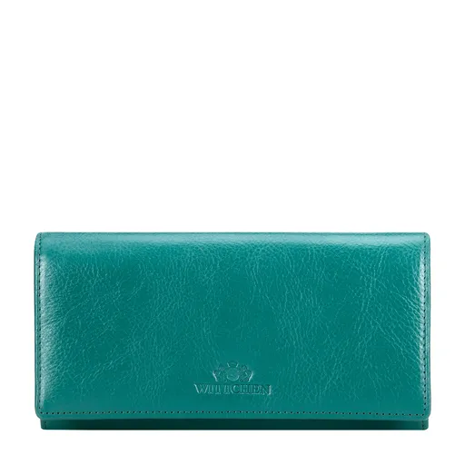 Dámska veľká peňaženka z kože s logom zelená 21-1-052-0L