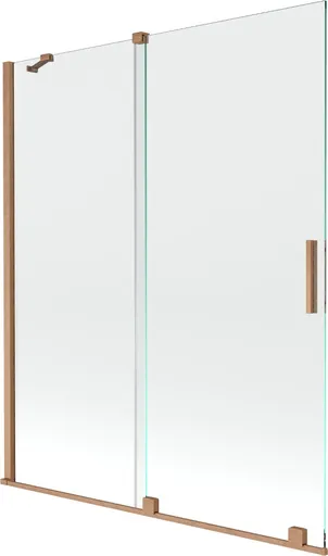 MEXEN/S - Velar Dvojkrídlová posuvná vaňová zástena 140 x 150, transparent, kartáčovaná meď 896-140-000-01-65