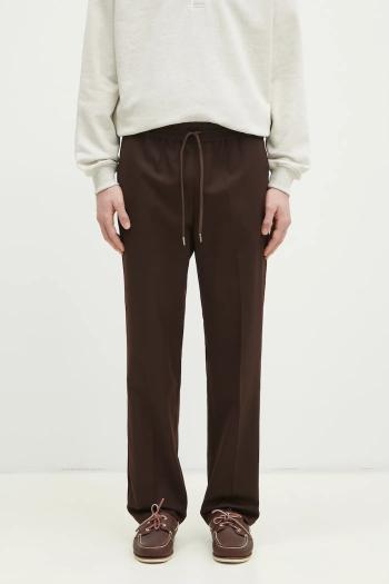 Nohavice s prímesou vlny Drôle de Monsieur Le Pantalon Droit Laine pánske, hnedá farba, rovné, F-BP152-PL127-DBN