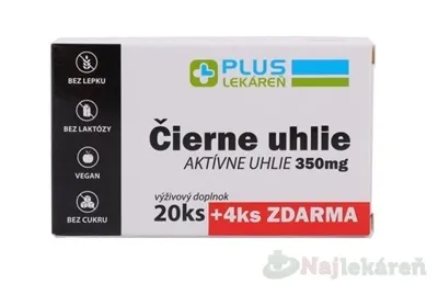 Plus Lekáreň Čierne uhlie 350 mg 20 + 4 tabliet