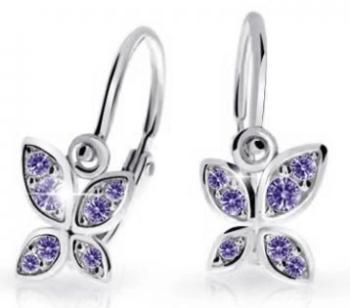 Cutie Jewellery Detské náušnice z bieleho zlata Motýliky C2259-10-X-2 fialová