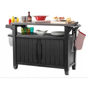 Keter Multifunkčný záhradný grilovací stolík UNITY XL 270 l grafit, 134 x 52 x 90 cm
