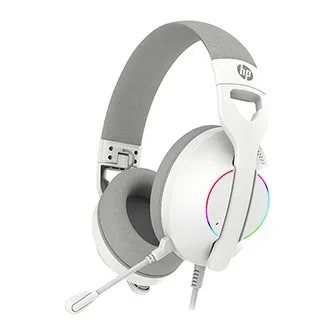 HP DHE-8003U, sluchátka s mikrofonem, drátová, bílá, 7.1 surround (virtuálně), podsvícená, USB