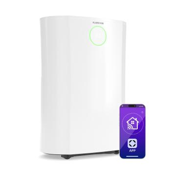 Klarstein DryFy ProConnect 16L odvlhčovač vzduchu, 16 l/deň, 24 m², WiFi, Aplikácia, LED indikátor, 24-hodinový časovač