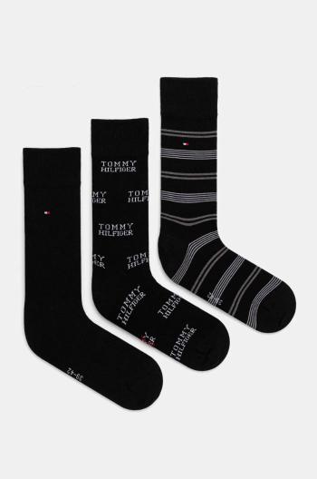 Ponožky Tommy Hilfiger 3-pak pánske, čierna farba, 101013215