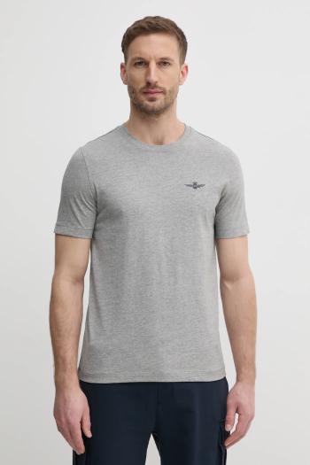 Bavlnené tričko Aeronautica Militare pánske, šedá farba, melanžové, TS2376J592