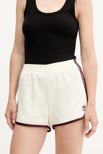 Šortky adidas Originals 3-Stripes béžová farba, s nášivkou, vysoký pás, KA7739