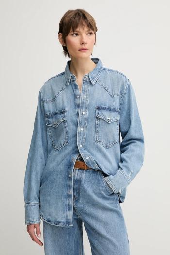 Bavlnená rifľová košeľa Polo Ralph Lauren dámska, regular, s klasickým golierom, 211964727